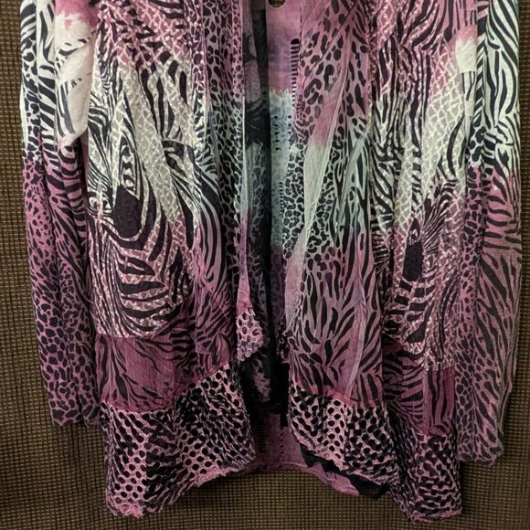 Picadilly Womans Size XL Purple White Animal Print Embellished Shrug B bbmiscand - Picture 5 of 6